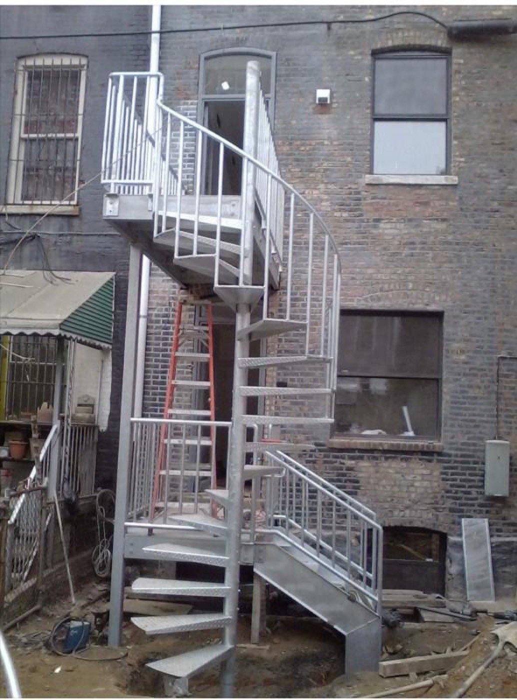 Galvanized exterior spiral staircase
