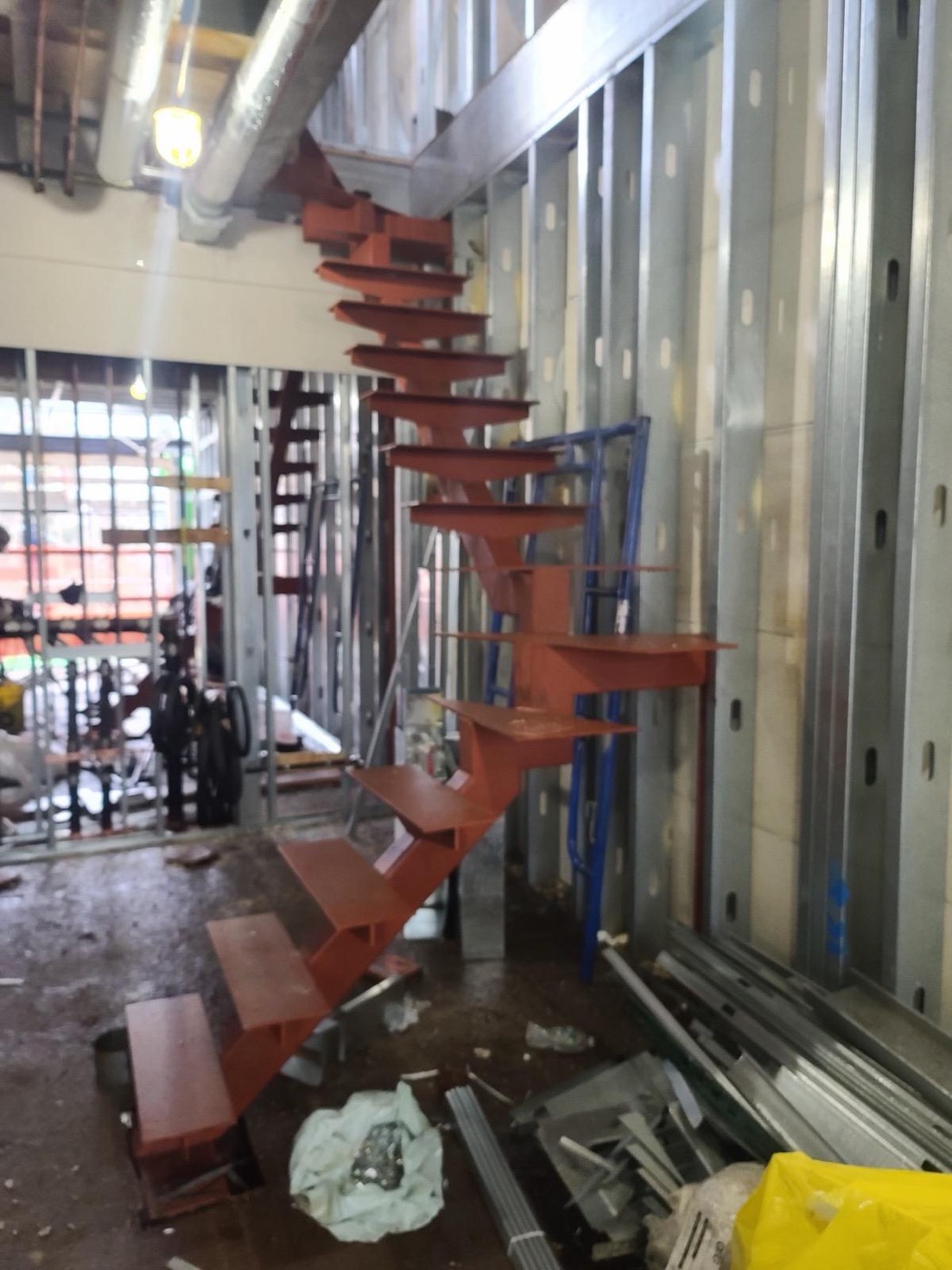 Fabricated steel switchback staircase