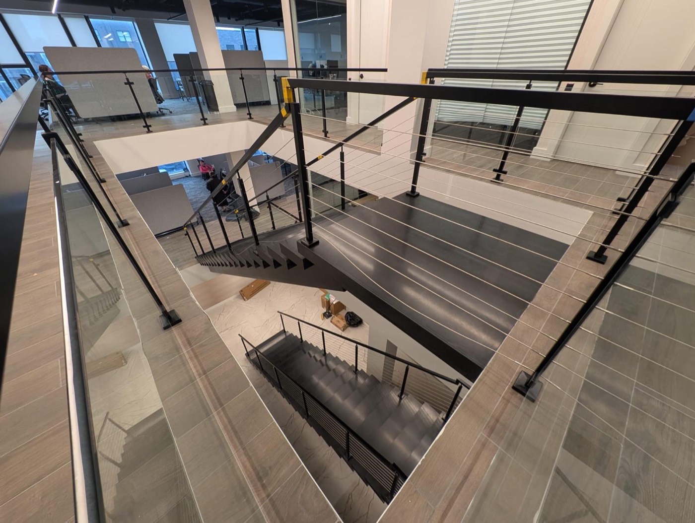 Multi-level interior steel railings