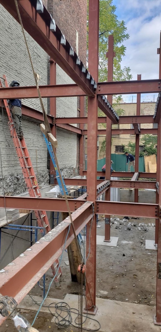 Steel frame erection