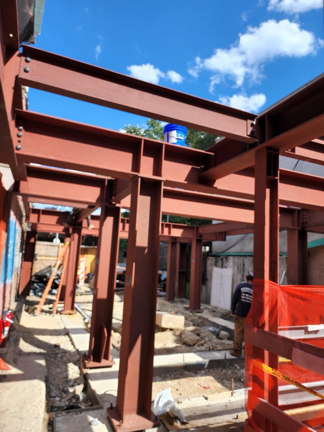 Steel portal frame erection